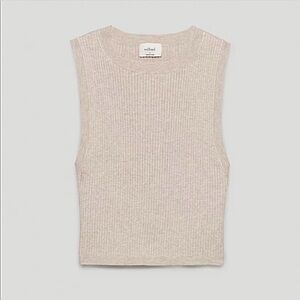 NWOT Aritzia Wilfred Reso Sweater Knit Crop Top in Heather Oatmeal - Size XS